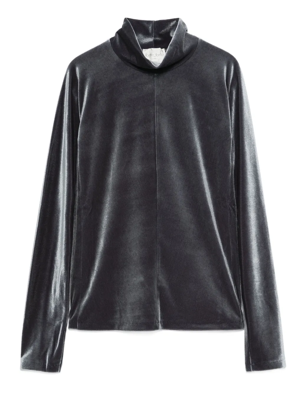 Forte Forte Roll-neck Velvet T-shirt In Black
