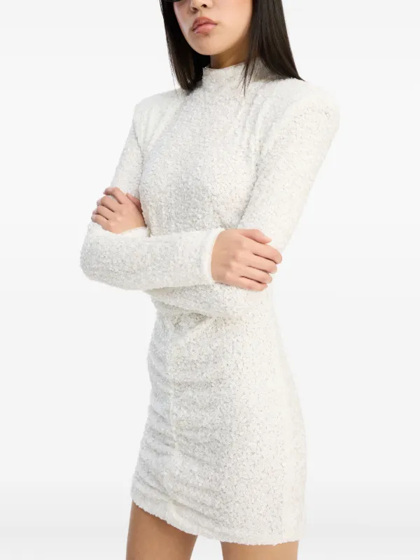 rotate white mini dress Beaded Satin Mini Dress Creme White