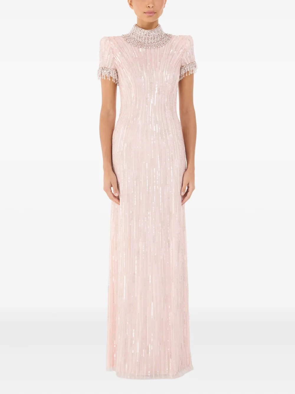 Jenny Packham Madeleine Beaded Maxi Dress In Pink