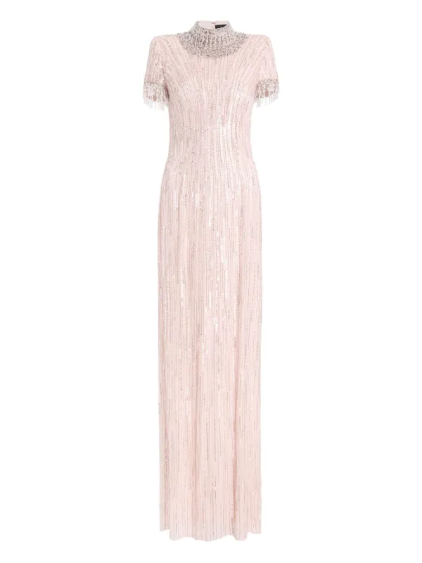 pink beaded maxi dress Bright Lights Beaded Maxi Dress