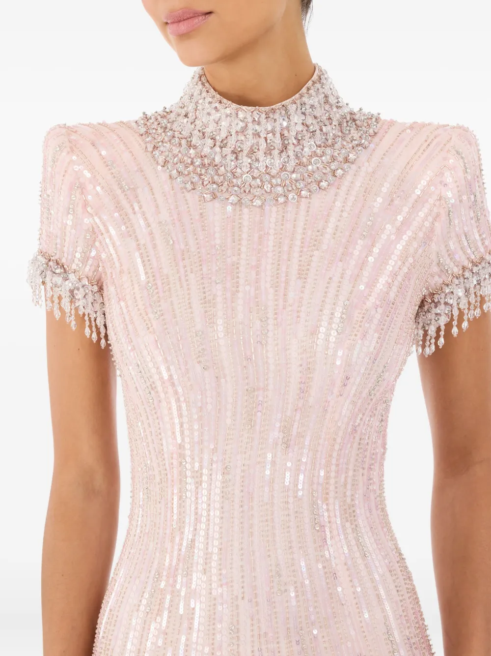 Jenny Packham Madeleine Beaded Maxi Dress In Pink