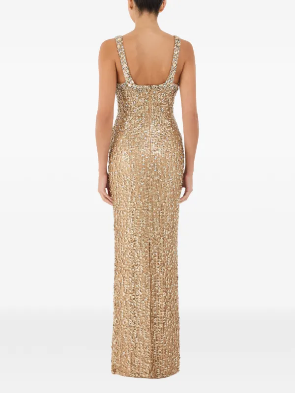 Jenny Packham Tatianna Sequin-embellished Maxi Dress - Neutrals
