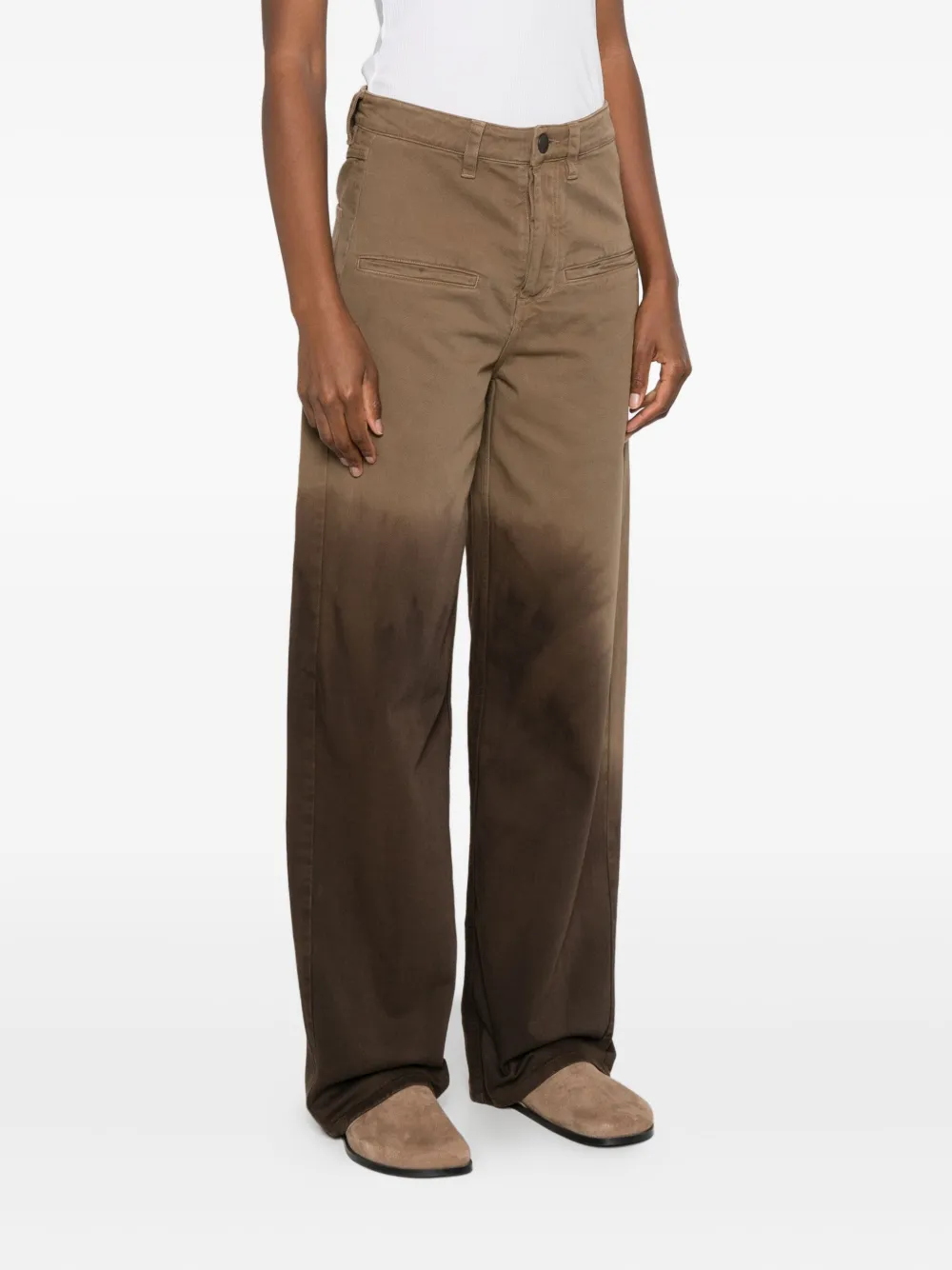 Uma Wang Wide Leg Regular Fit Trousers With Pockets In Brown