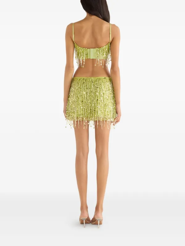 Asta Resort Yasmin Beaded Mini Skirt | Green | FARFETCH AE Asta Resort Yasmin Beaded Mini Skirt | Green | FARFETCH AE