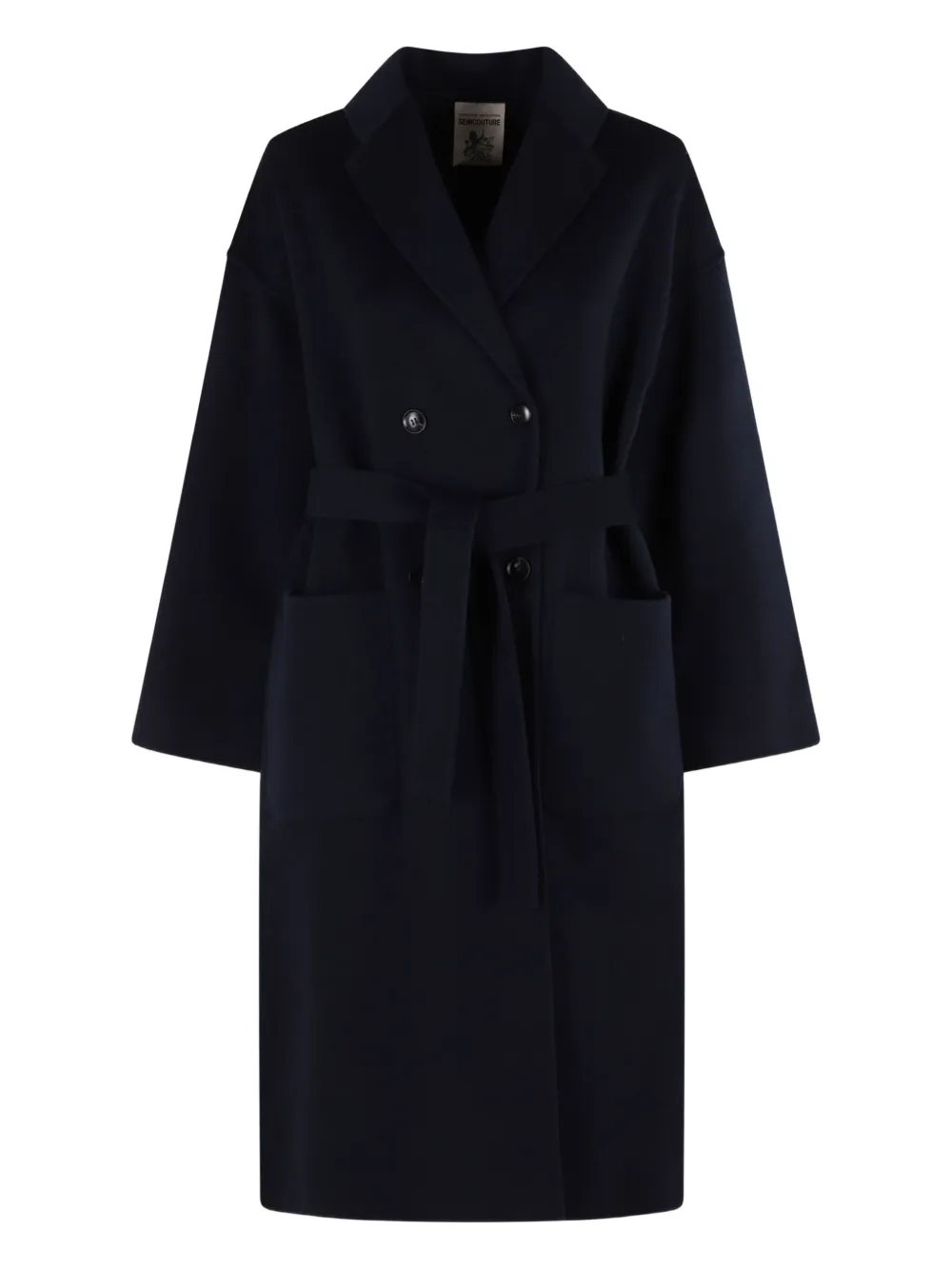 Semicouture double-breasted belted coat | Blue | Image 1