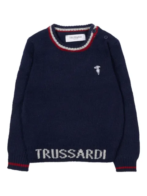 TRUSSARDI JUNIOR logo-detail crew-neck sweater