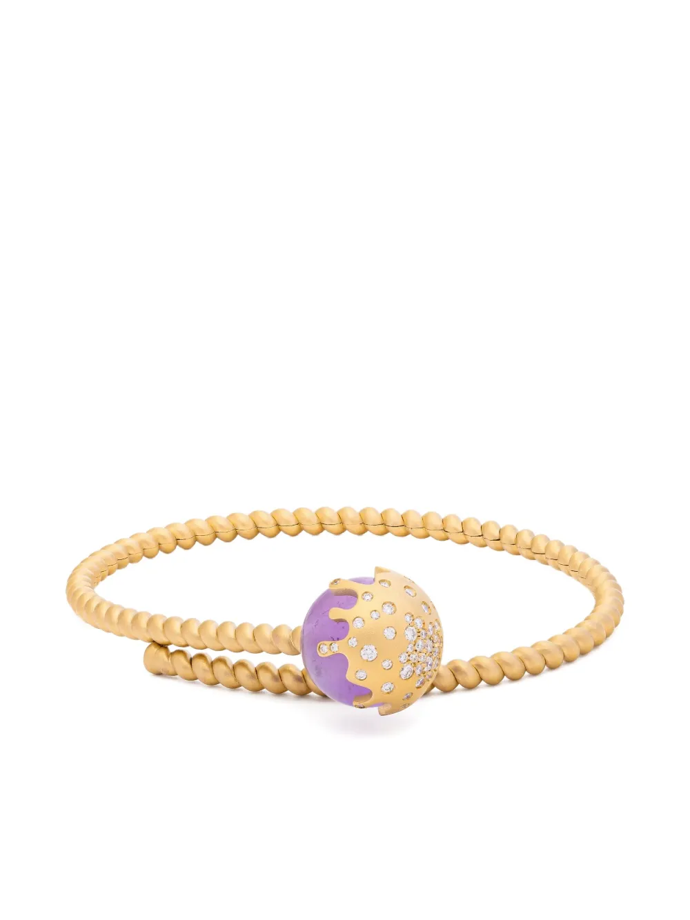 Mimia Leblanc 18k Yellow Gold Melting Lollipop Diamond And Amethyste Bracelet In Gold