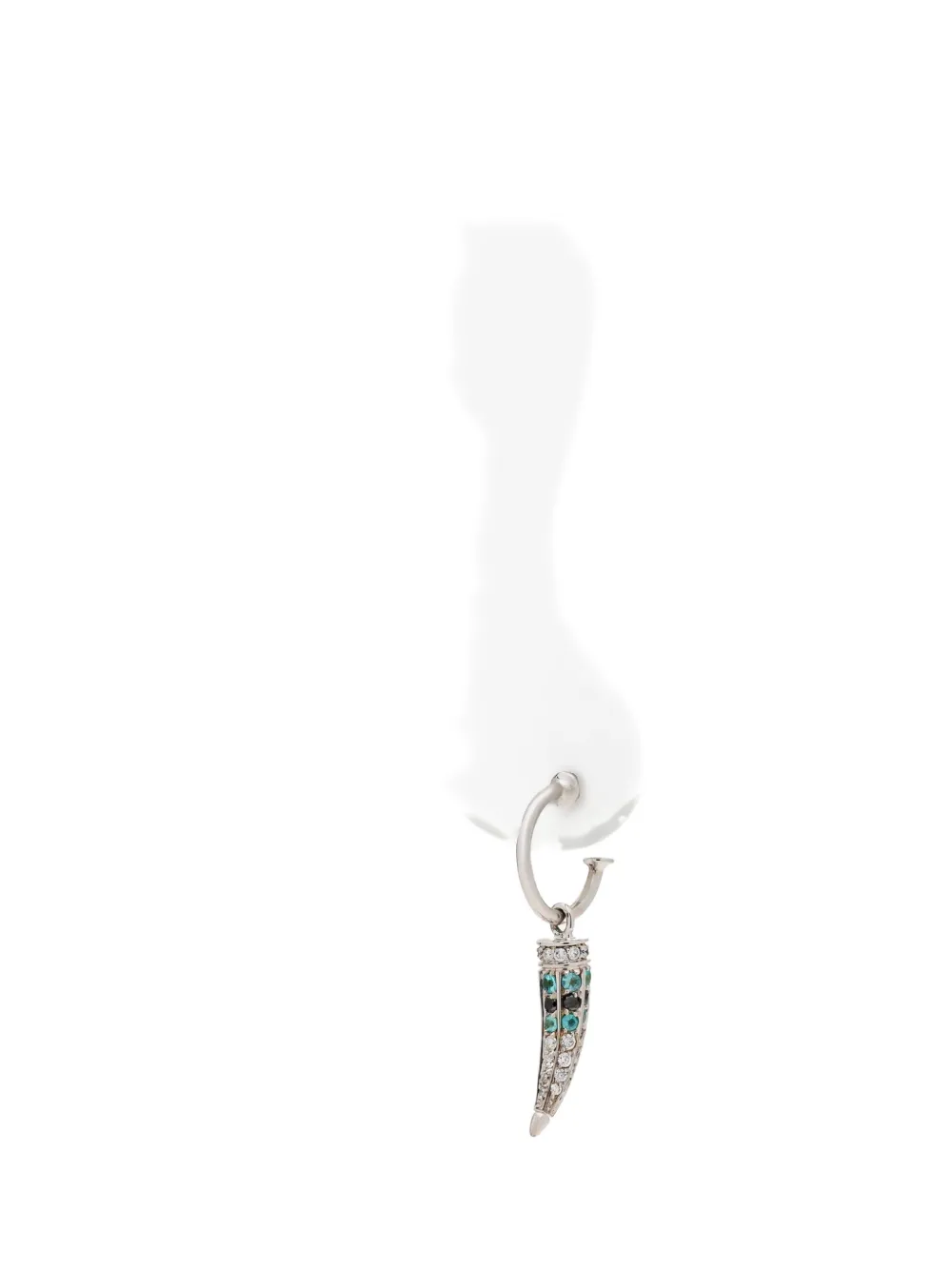 Ara Vartanian 18k White Gold Horn Diamonds And Tourmaline Earring In Silver
