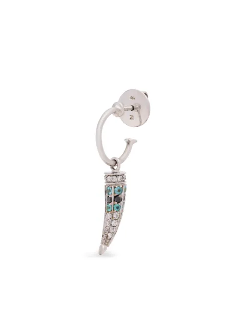 ARA VARTANIAN arete Horn en oro blanco de 18kt con diamantes y turmalina