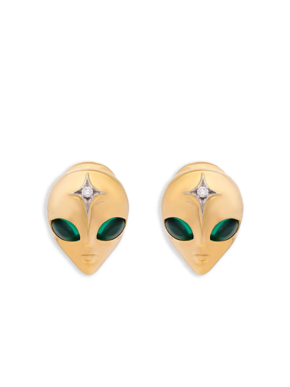 Sybarite She's An Alien ダイヤモンド&エメラルド ピアス 18Kイエローゴールド - ゴールドトーン Sybarite She's An Alien ダイヤモンド&エメラルド ピアス 18Kイエローゴールド - ゴールドトーン