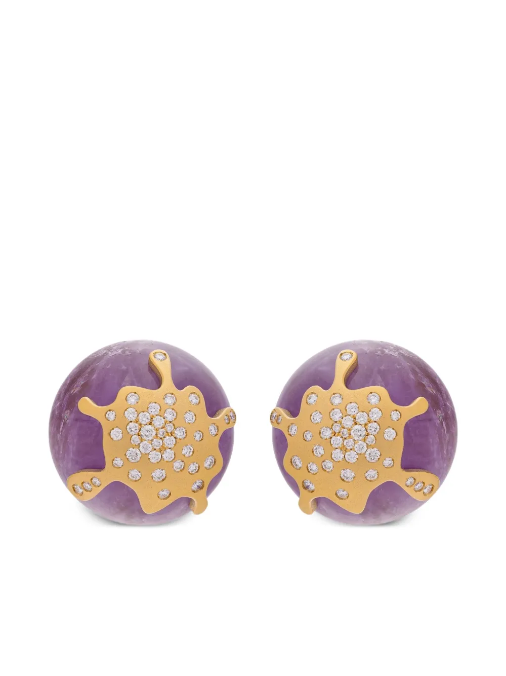 Mimia Leblanc 18K yellow gold  Lollipop diamond and amethyst earrings | Gold | Image 1