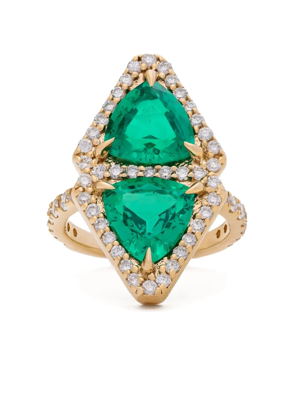 Dara Kaye 14k Yellow Gold Trillion Shield Double Ring In Gold
