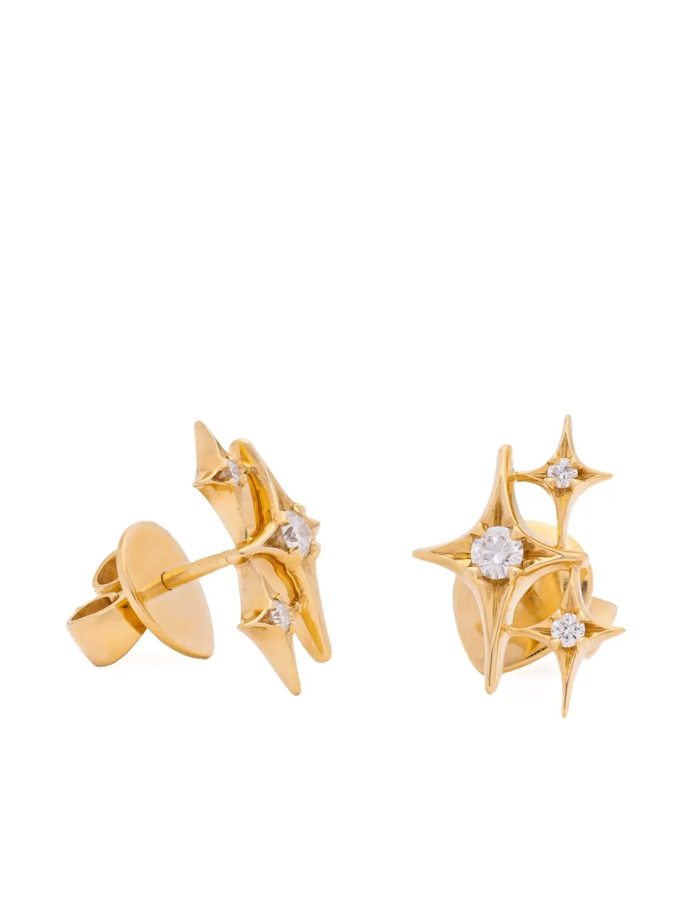 Sybarite 18k Yellow Gold Falling Stars Diamonds Earrings In Gold