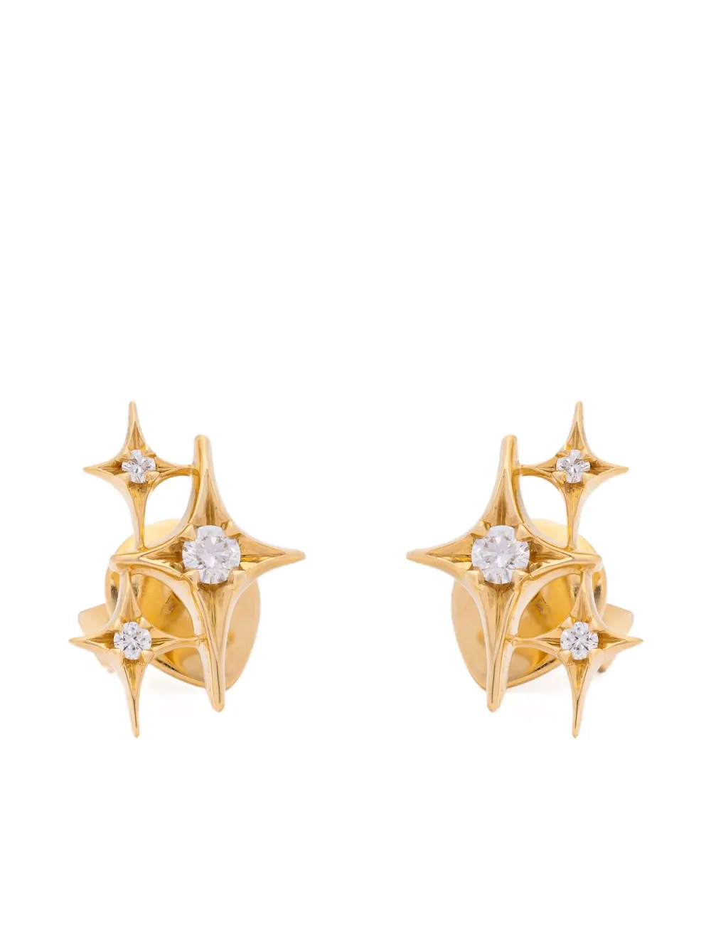 Sybarite 18k Yellow Gold Falling Stars Diamonds Earrings In Gold