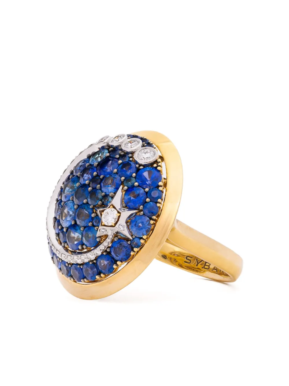 Sybarite anillo Comet Kinetic en oro amarillo de 18 ct con diamantes y zafiro | Image 2