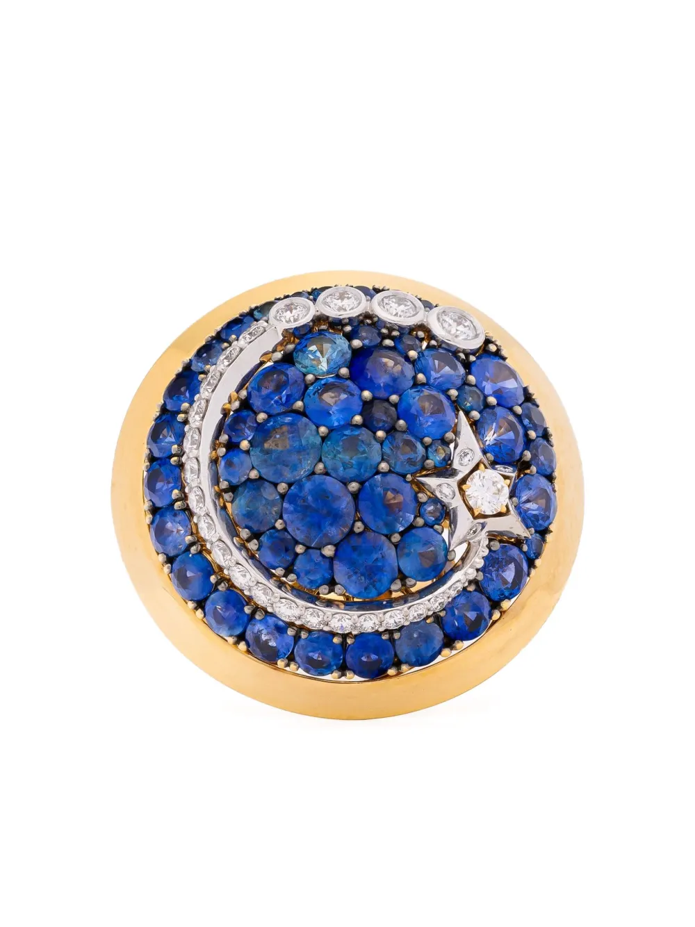 Sybarite anillo Comet Kinetic en oro amarillo de 18 ct con diamantes y zafiro | dorado | Image 1