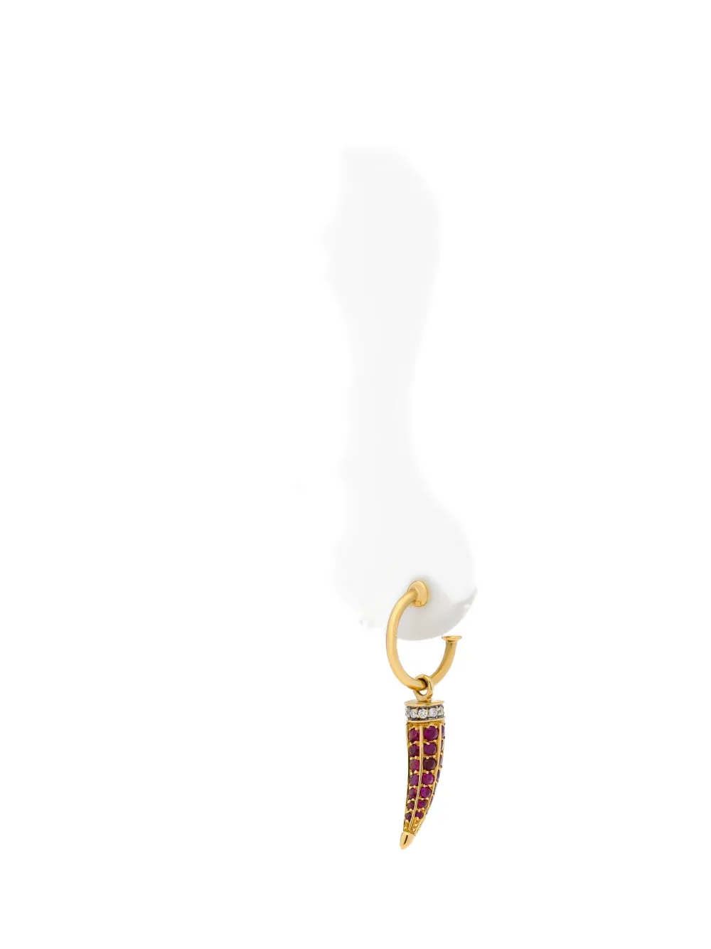 Ara Vartanian 18k Yellow Gold Horn Ruby And Diamond Earring In Gold