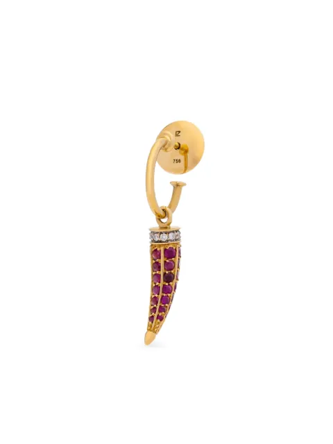 ARA VARTANIAN arete Horn en oro amarillo de 18kt con diamantes y rubí