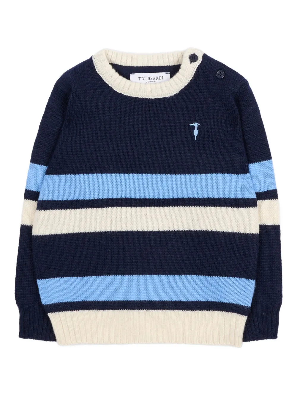 TRUSSARDI JUNIOR striped embroidered jumper | Blue | Image 1