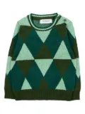TRUSSARDI JUNIOR argyle-pattern crew-neck jumper - Green