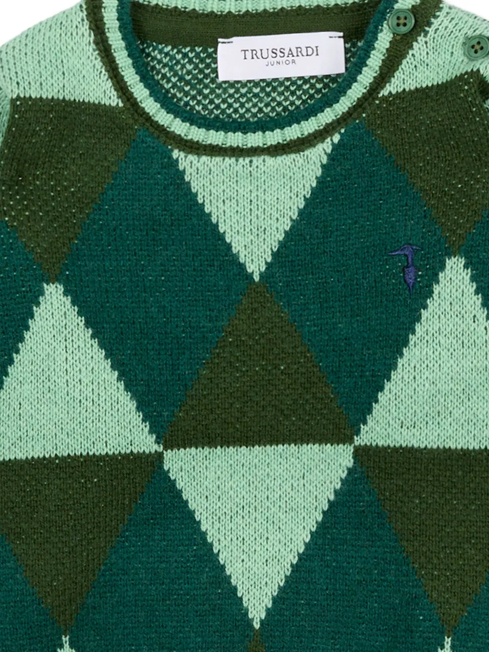 Trussardi Junior Argyle-pattern Crew-neck Jumper In Multi