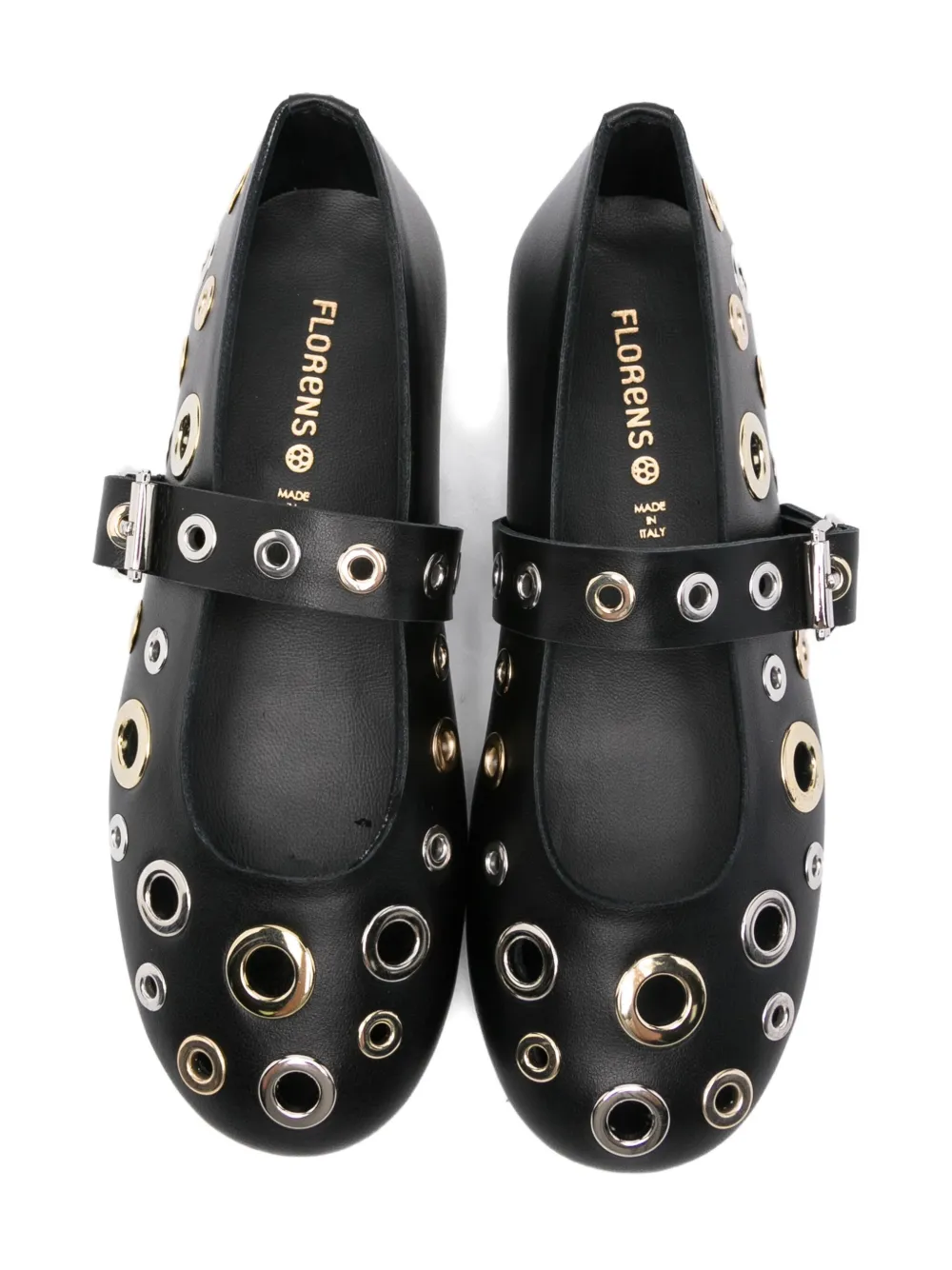 Florens Eyelet Ballerinas In Black