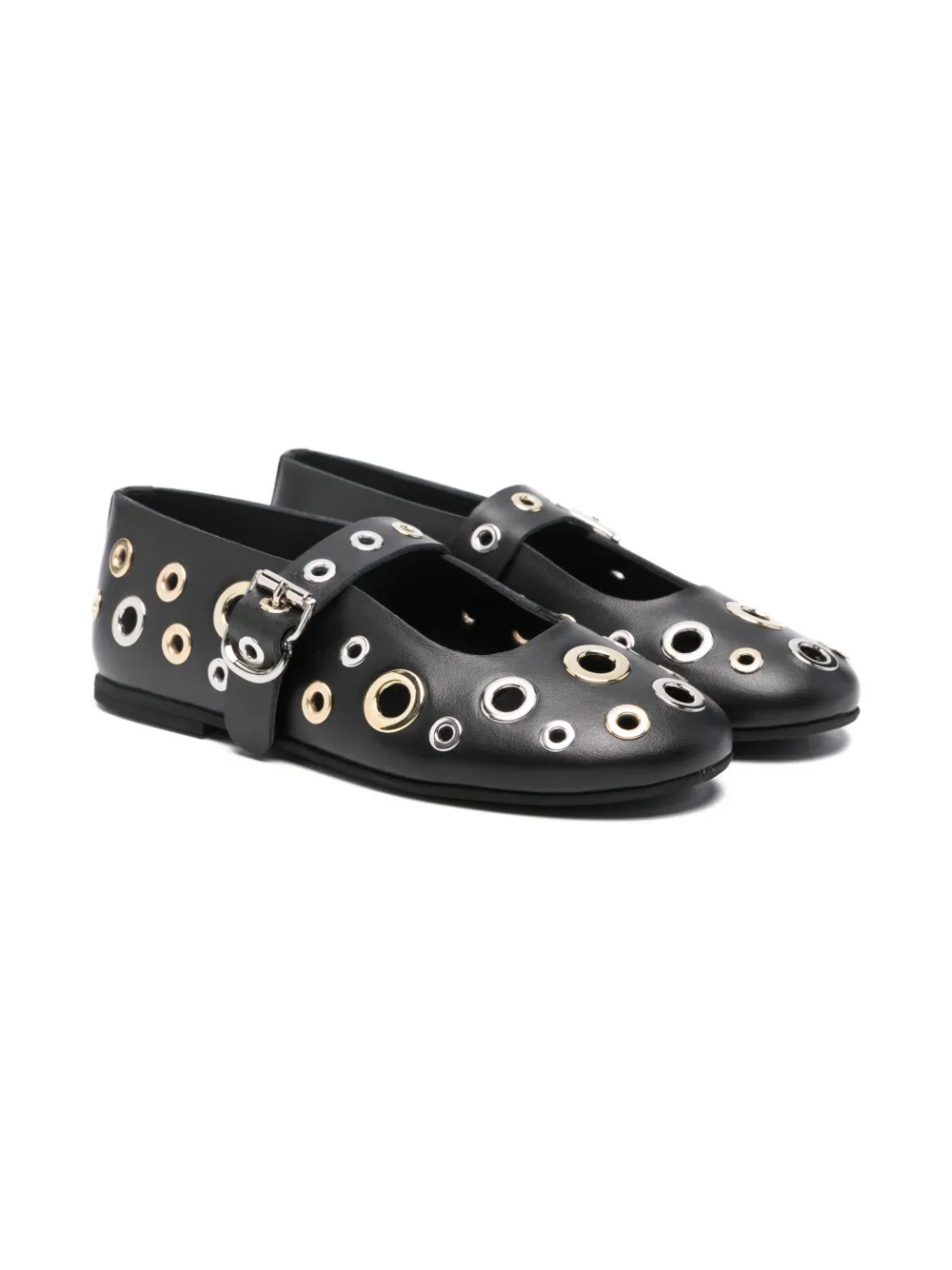 Florens Eyelet Ballerinas In Black