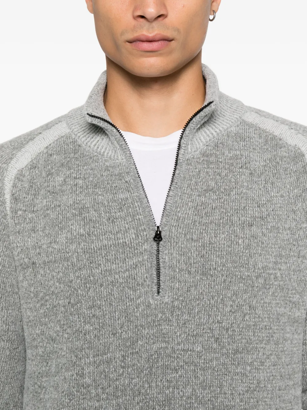 C.P. Company Trui met logopatch en rits Grijs