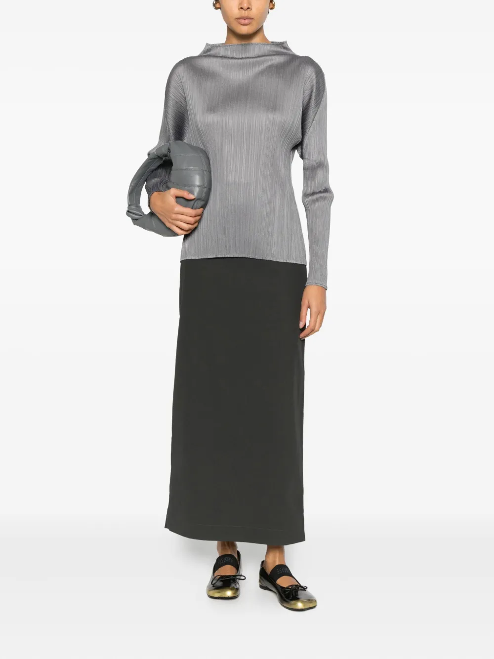 Pleats Please Issey Miyake pleated long-sleeve top - Grijs