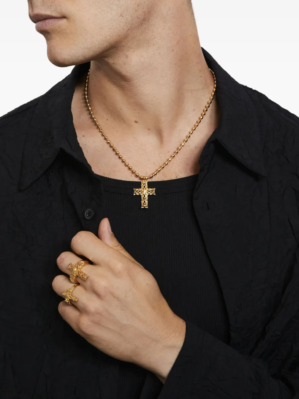 Emanuele Bicocchi beaded Notre-Dame cross necklace | Men | Image 2