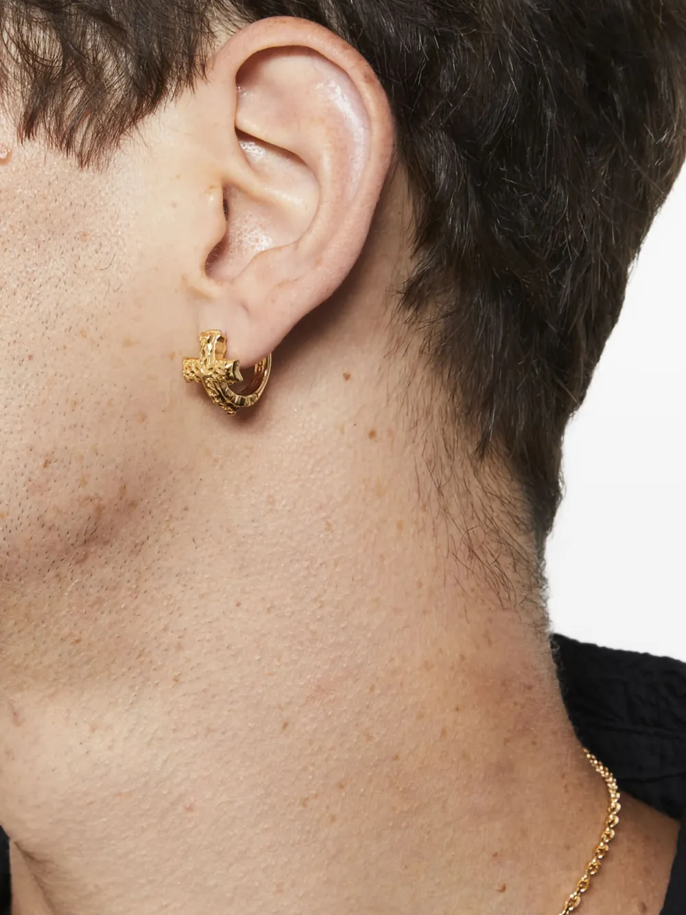 Emanuele Bicocchi Notre-dame Cross Hoop Earring In Gold