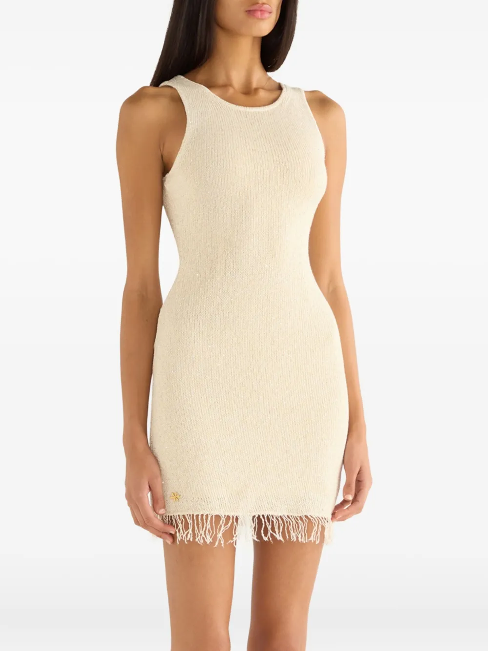 Asta Resort Natalia mini-jurk met franje Beige