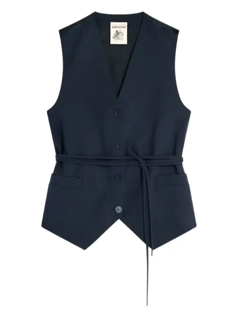 Semicouture V-neck belted waistcoat 