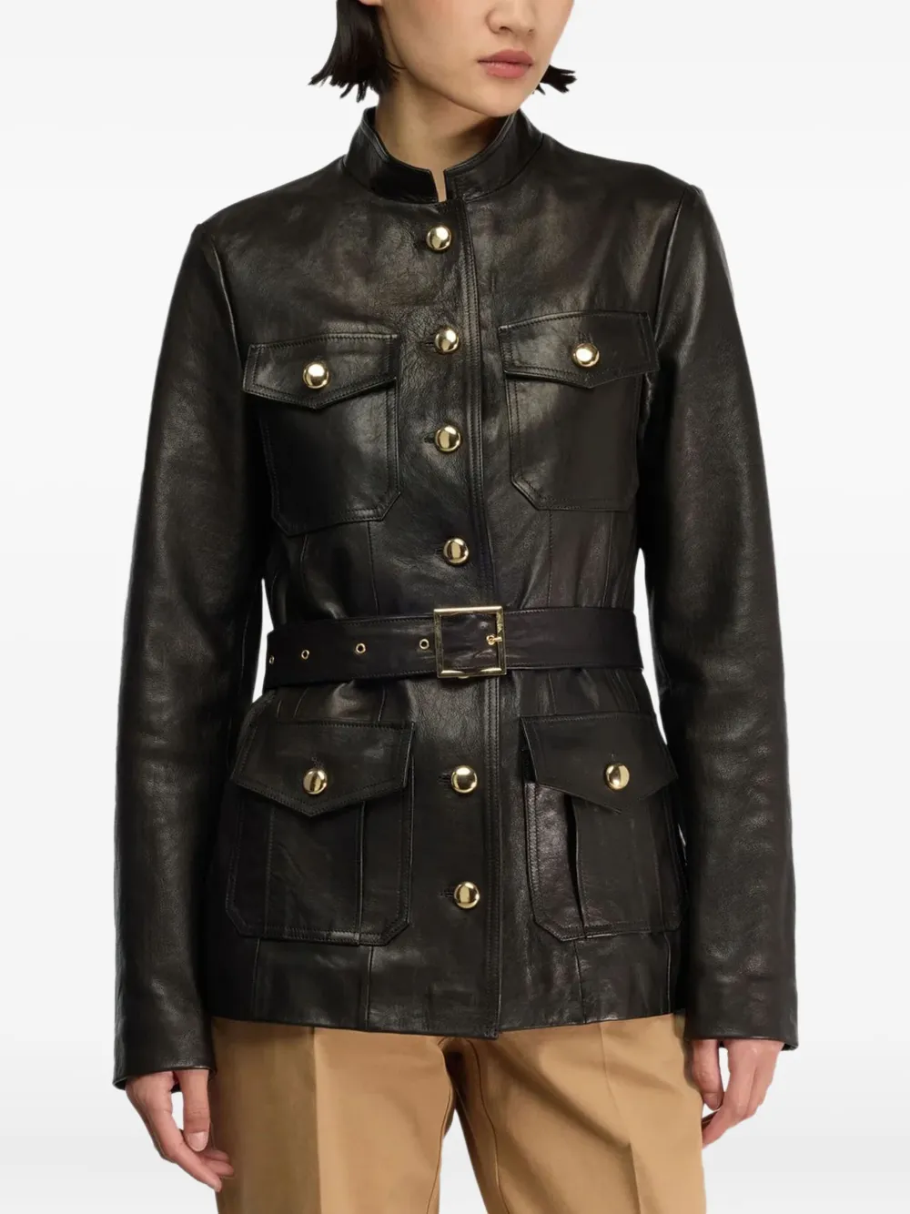 Semicouture Leren jack Zwart