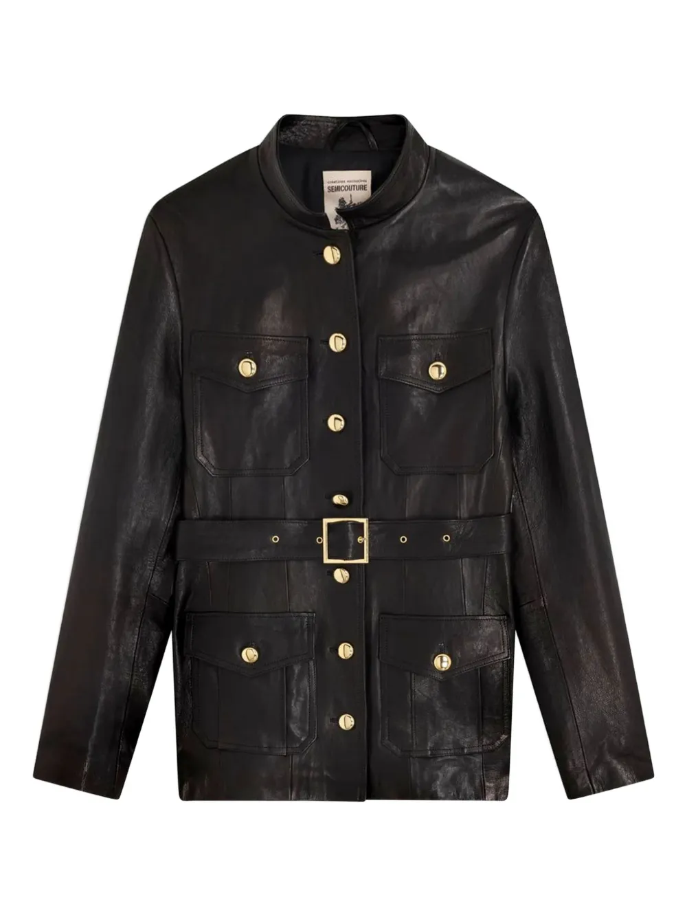 Semicouture belted leather jacket | Black | Image 1