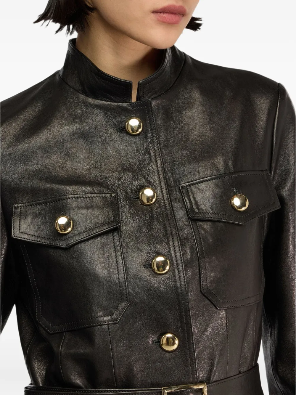 Semicouture Leren jack Zwart