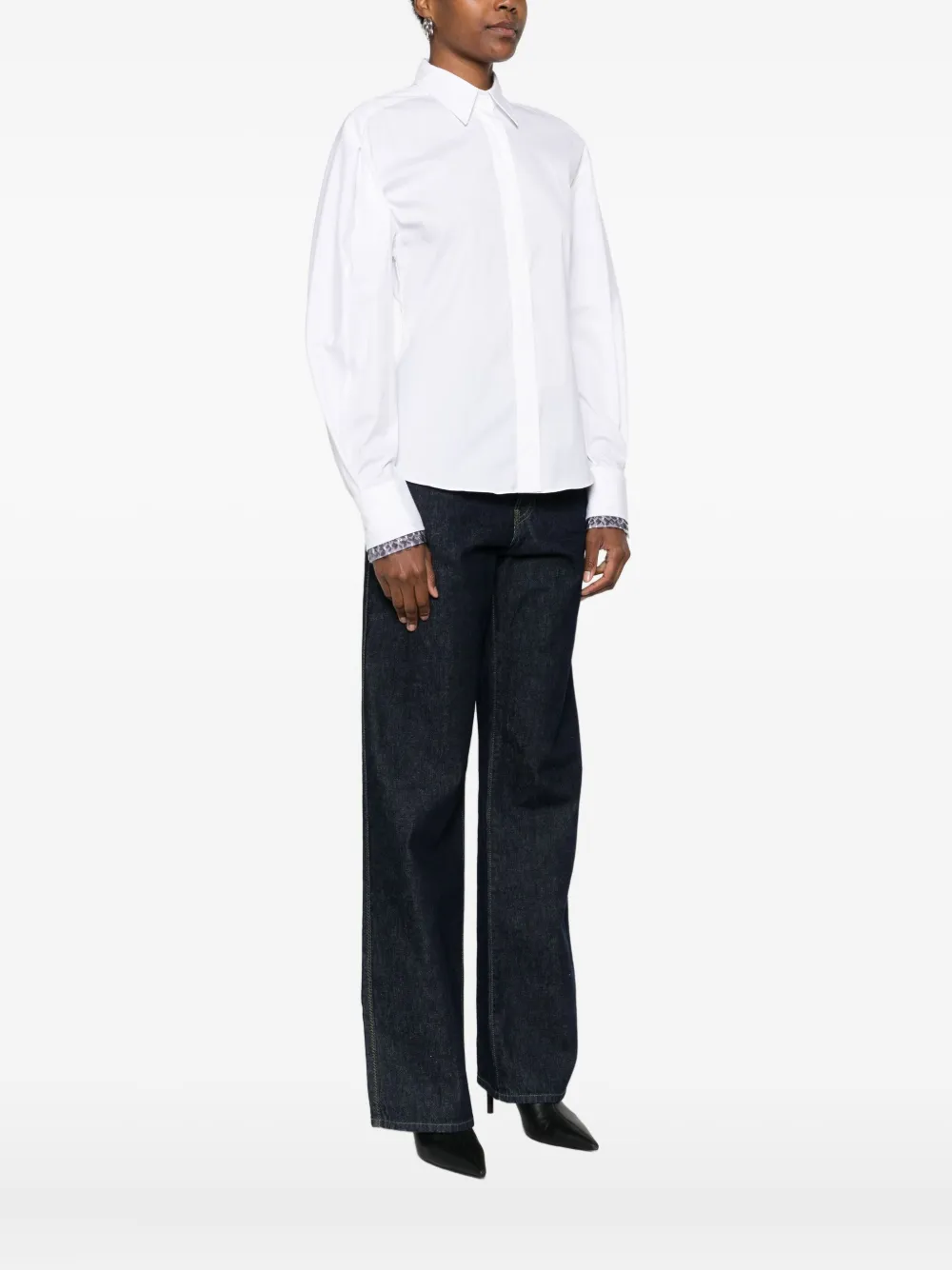 Brunello Cucinelli Point-collar Embellished Shirt In White