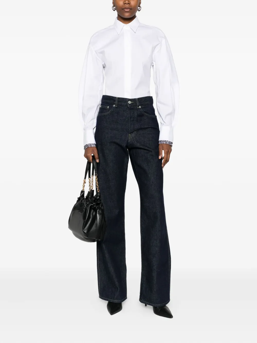 Brunello Cucinelli point-collar embellished shirt - Wit