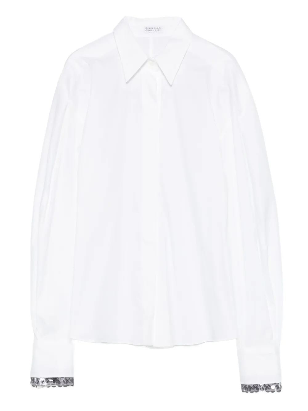 Brunello Cucinelli point-collar embellished shirt | White | Image 1