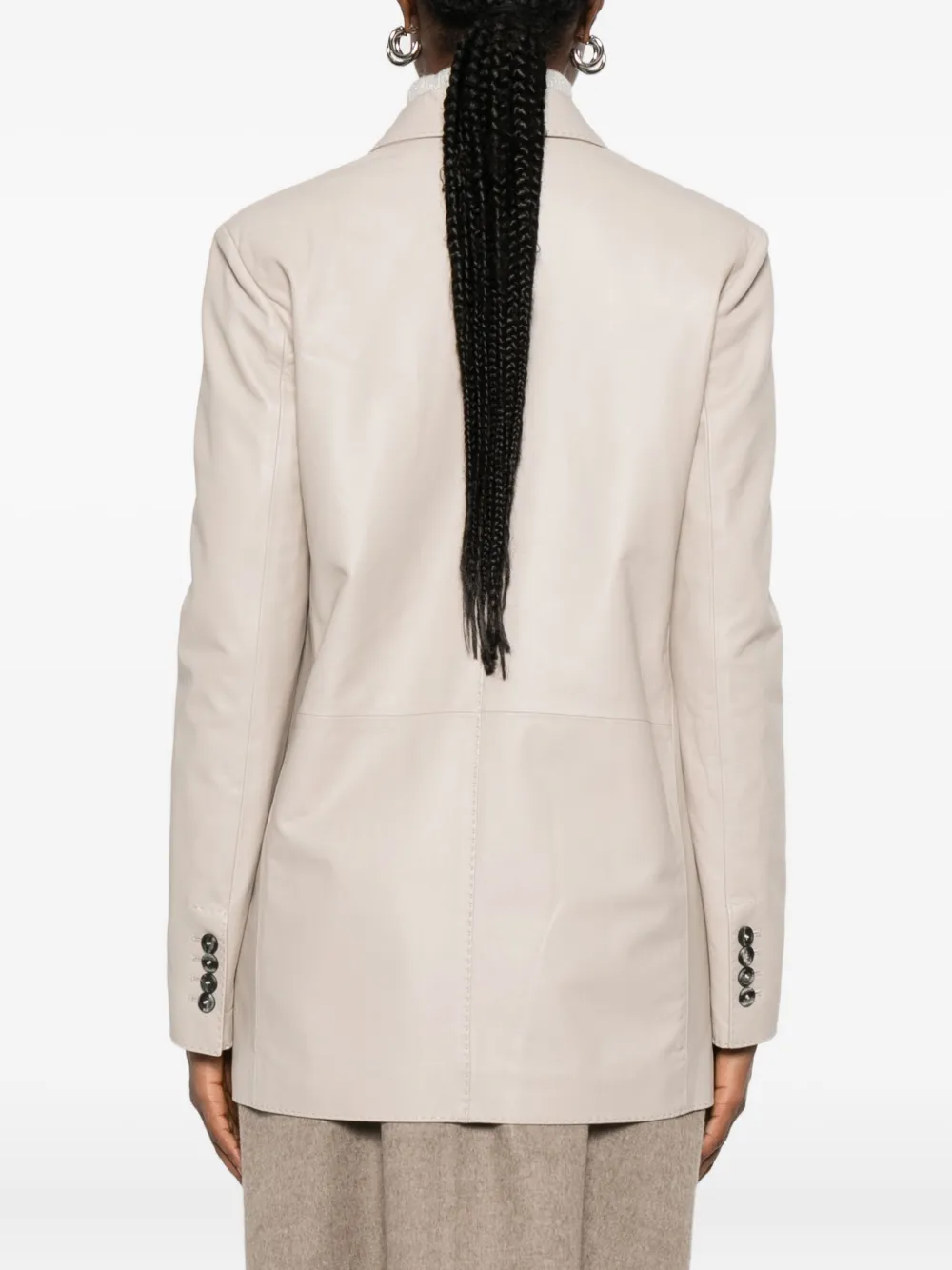 Tagliatore Double-breasted Leather Jacket In Neutral