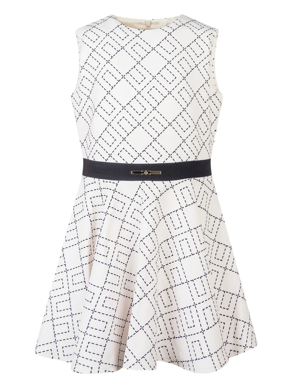 Elisabetta Franchi La Mia Bambina geometric crepe dress | White | Image 1