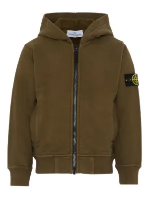 Stone Island Junior Compass-badge zip-up Hoodie | Grey | FARFETCH