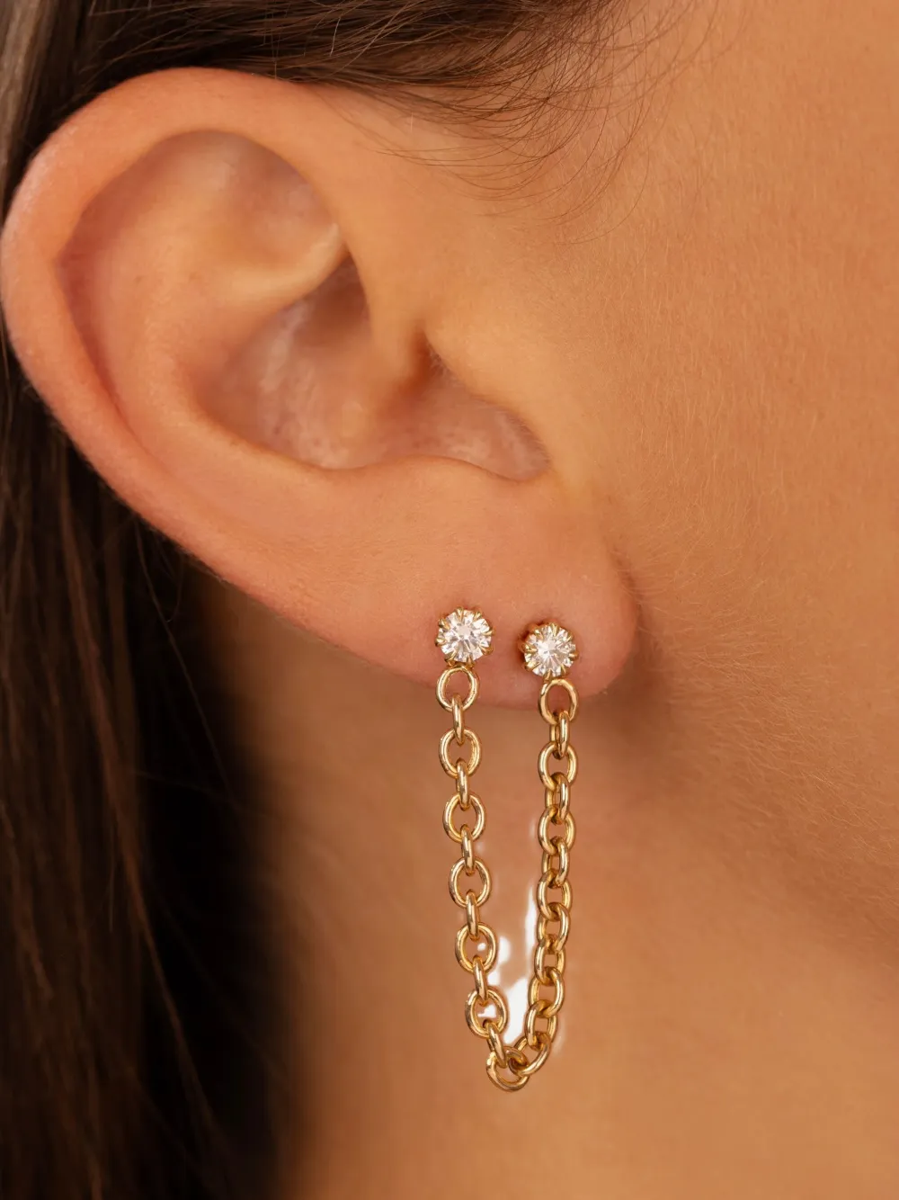 Dara Kaye Waterfall Chain Double Earing In Gold