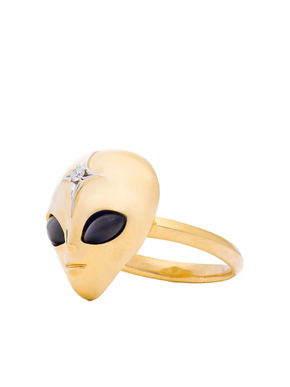 Sybarite 18k Yellow Gold She's An Alien Diamond And Sapphire Ring In Gold
