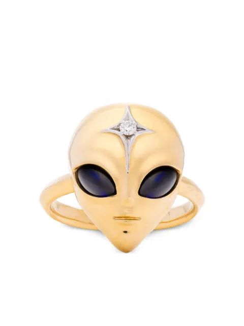 Sybarite Anello She's An Alien in oro giallo 18 carati con zaffiri e diamanti