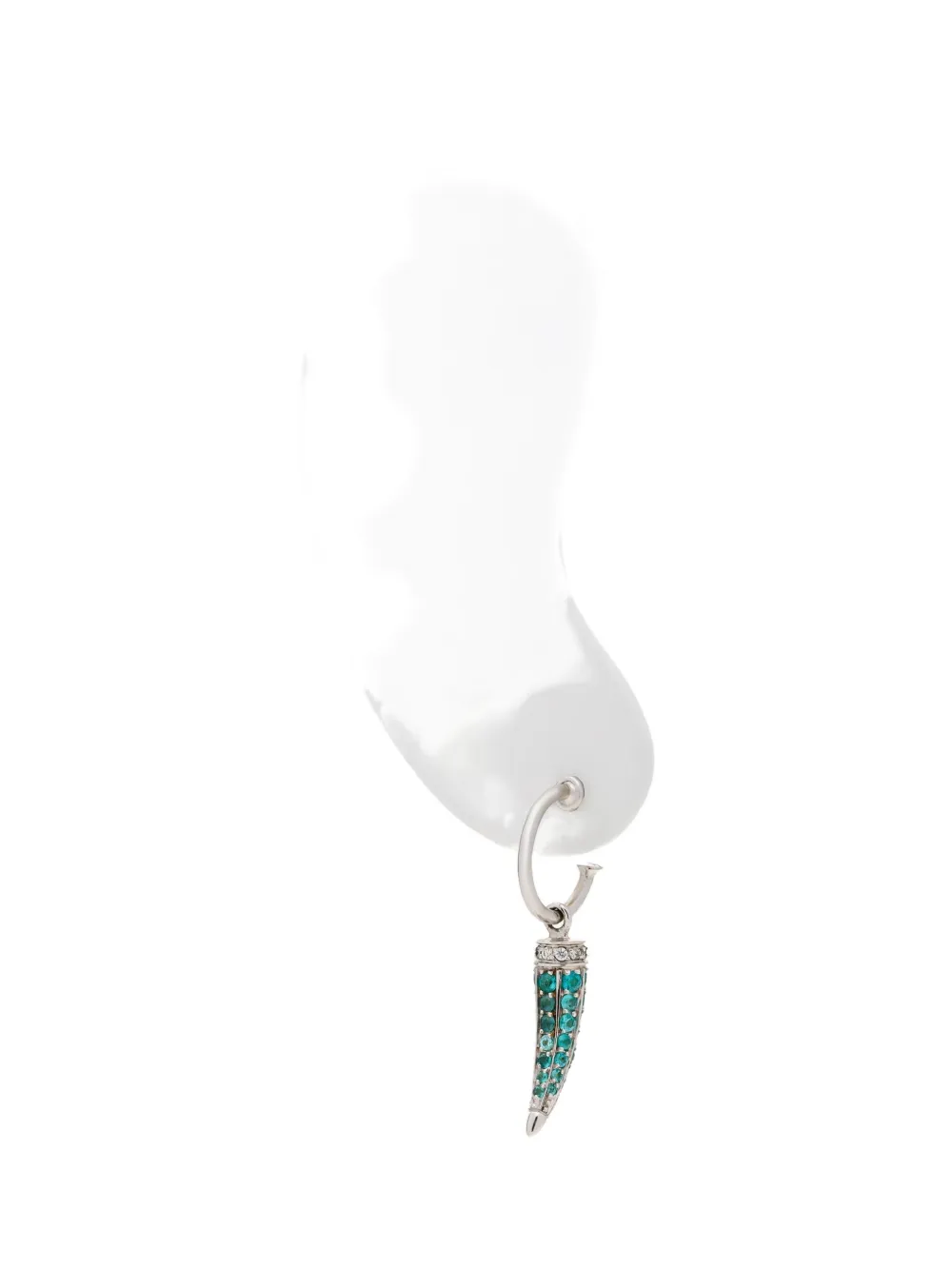 Ara Vartanian 18k White Gold Horn Tourmaline And Diamond Earring In Silver