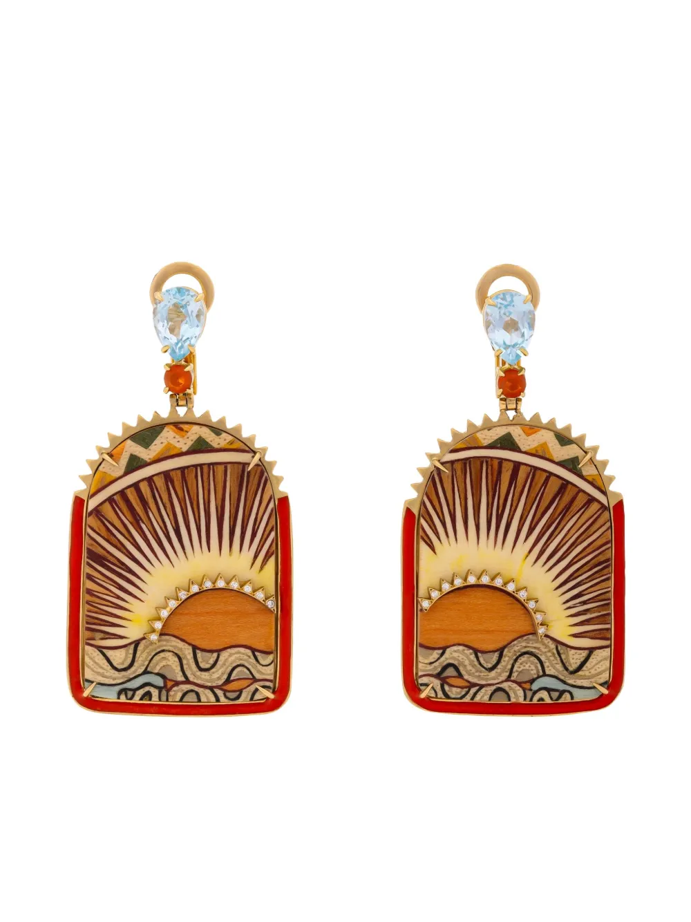 SILVIA FURMANOVICH 18K yellow gold Marquetry Window Sunset earrings | Gold | Image 1