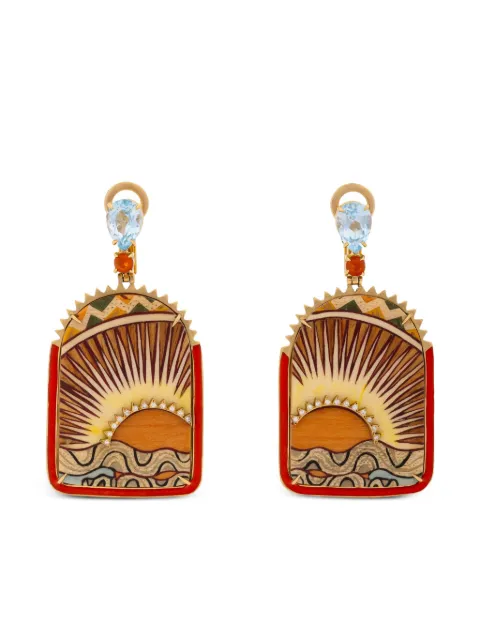 SILVIA FURMANOVICH aretes Marquetry Window Sunset en oro amarillo de 18kt