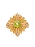 Rouvenat 18K yellow gold Stamp peridot and diamond ring