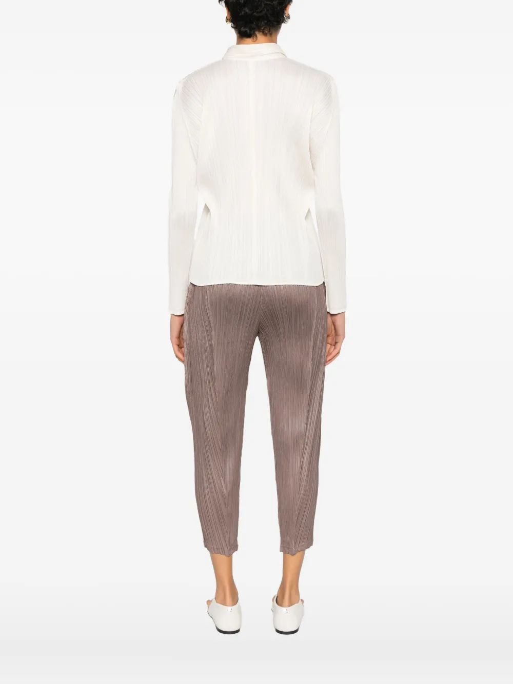 Issey Miyake Pleated Buttoned Shirt In Neutral